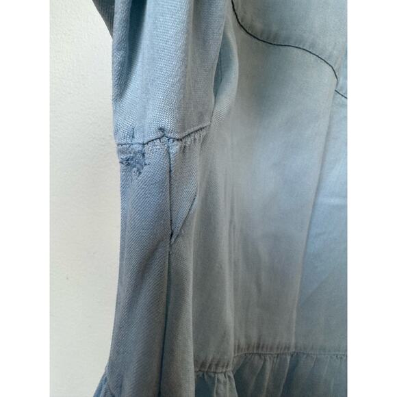 Isabella Oliver Raffa Chambray Tiered Midi Maternity Dress Blue Women's Size 4 - Picture 7 of 8